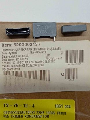 CB24223J3A61B323 22NF 1000V 15mm %5 TRİMER KONDANSATÖR resmi
