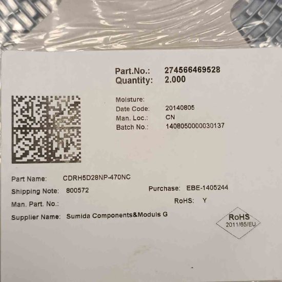 CDRH5D28NP-470NC 47uH 0.62A 6.0x6.0x3.0 SUMIDA SMD BOBİN resmi
