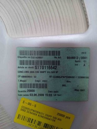 CC0805JPN09BN331 330PF 50V 805 SMD SERAMİK KONDANSATÖR resmi