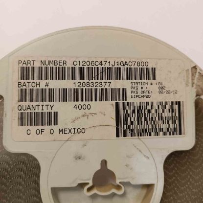 C1206C471J1GAC7800 470PF 100V 1206 KEMET SMD SERAMİK KONDANSATÖR resmi