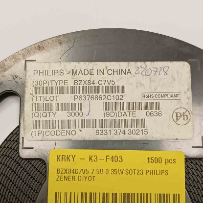 BZX84C7V5 7.5V 0.35W SOT23 PHILIPS ZENER DİYOT resmi