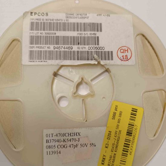 B37940-K5470-J 47PF 50V 805 SMD SERAMİK KONDANSATÖR resmi