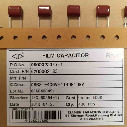CBB21-400V-114JP10RA 110NF 400V 10mm DAMLA XIAMEN POLYESTER KONDANSATÖR resmi