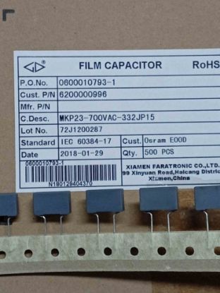 MKP23-700VAC-332JP15 3.3NF 700VAC XIAMEN KONDANSATÖR resmi