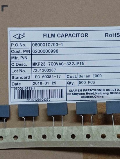 MKP23-700VAC-332JP15 3.3NF 700VAC XIAMEN KONDANSATÖR resmi
