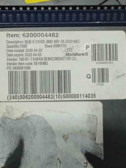 SS16HM2 1A 60V SCHOTKY DO214AC DİYOT resmi
