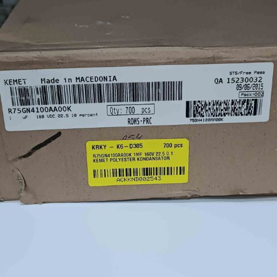 R75GN4100AA00K 1MF 160V 22.5 0.1 KEMET POLYESTER KONDANSATÖR resmi