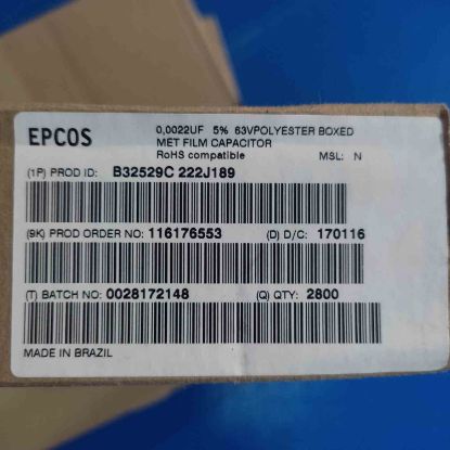 B32529C222J189 2,2NF 63V 5mm EPCOS POLYESTER KONDANSATÖR resmi