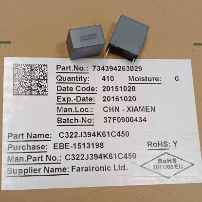 C322J394K61C450 390NF 630V 15mm POLYESTER KONDANSATÖR resmi