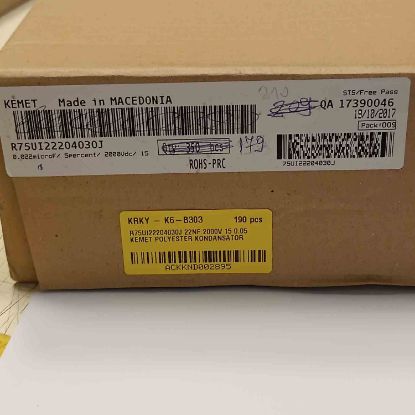 R75UI22204030J 22NF 2000V 15 0.05 KEMET POLYESTER KONDANSATÖR resmi