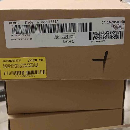 R82IC3220AA60J 220NF 250V 5 0.05 KEMET POLYESTER KONDANSATÖR resmi