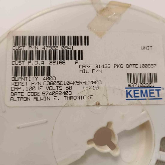 C0805C104K5RAC7800 100NF 50V 805 KEMET SMD SERAMİK KONDANSATÖR resmi