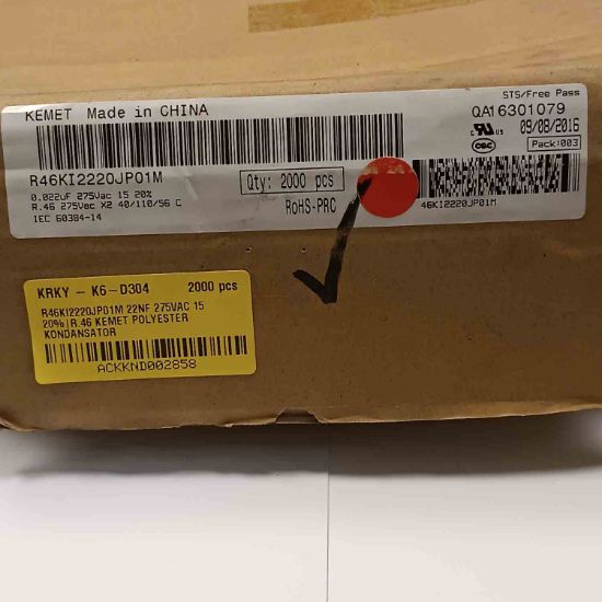 R46KI2220JP01M 22NF 275VAC 15 20%|R.46 KEMET POLYESTER KONDANSATÖR resmi