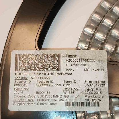 UUD1V331MNQ1GS 330MF 35V 10x10 NICHICON SMD KONDANSATÖR resmi