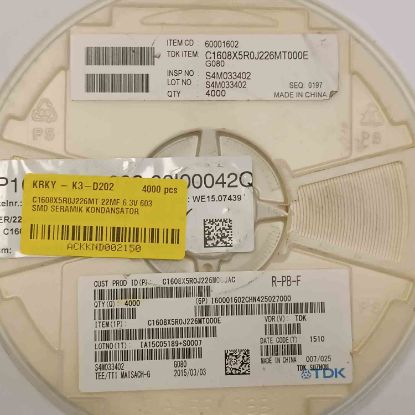 C1608X5R0J226MT 22MF 6.3V 603 SMD SERAMİK KONDANSATÖR resmi