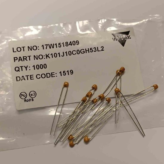 K101J10C0GH53L2 100PF 100V 2.5mm SERAMİK VISHAY SERAMİK KONDANSATÖR resmi
