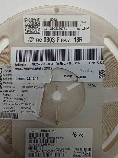 RC0603FR-0718R 18R 603 YAGEO SMD DİRENÇ resmi