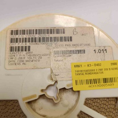 T491B225K020AS 2.2MF 20V B KEMET TANTAL KONDANSATÖR resmi