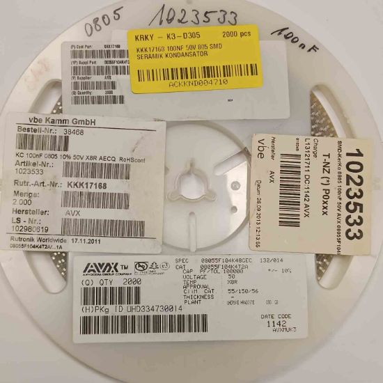 KKK17168 100NF 50V 805 SMD SERAMİK KONDANSATÖR resmi