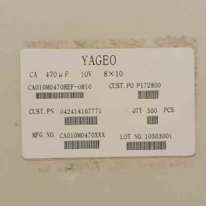 CA010M047REF-0810 470MF 10V 8x10 YAGEO SMD KONDANSATÖR resmi