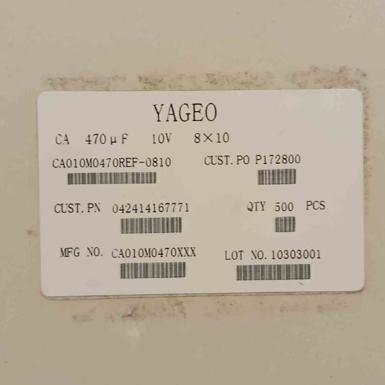 CA010M047REF-0810 470MF 10V 8x10 YAGEO SMD KONDANSATÖR resmi