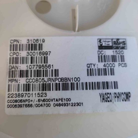 CC0805JRNPOBBN100 resmi