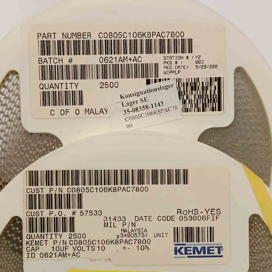 C0805C106K8PAC7800 10MF 10V 805 SMD SERAMİK KONDANSATÖR resmi