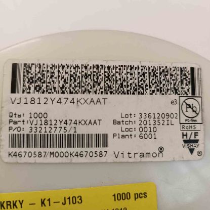 VJ1812Y474KXAAT 470NF 50V 1812 VISHAY SMD SERAMİK KONDANSATÖR resmi