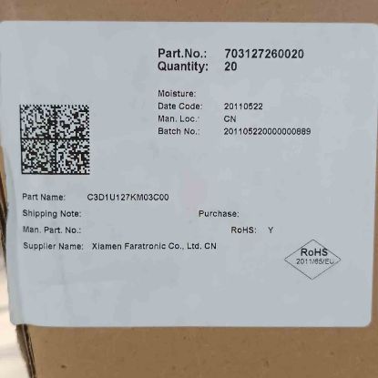C3D1U127KM03C00 120MF 600V 52.5mm XIAMEN POLYESTER KONDANSATÖR resmi