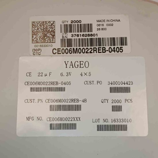 CE006M0022REB-0405 22MF 6.3V 4x5 YAGEO SMD KONDANSATÖR resmi