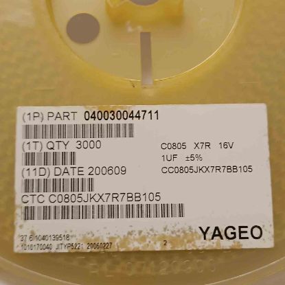 C0805JKX7R7BB105 1MF 16V 805 SMD SERAMİK KONDANSATÖR resmi