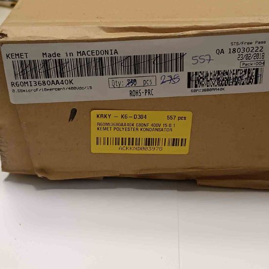 R60MI3680AA40K 680NF 400V 15 0.1 KEMET POLYESTER KONDANSATÖR resmi