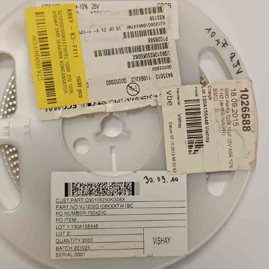 VJ1206G106KXXTW1BC 10MF 25V 1206 VISHAY SMD SERAMİK KONDANSATÖR resmi