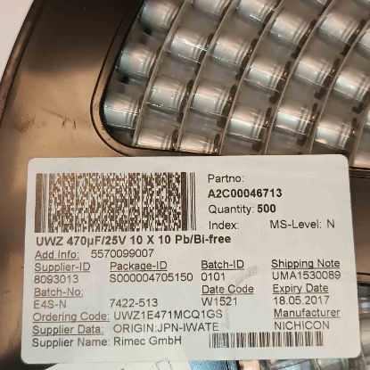 UWZ1E471MCQ1GS 470MF 25V 10x10 NICHICON SMD KONDANSATÖR resmi