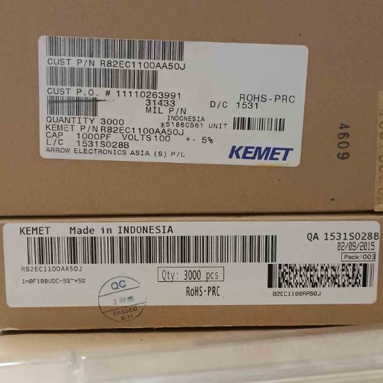 R82EC1100AA50J 1NF 100V 5 0.05 KEMET POLYESTER KONDANSATÖR resmi