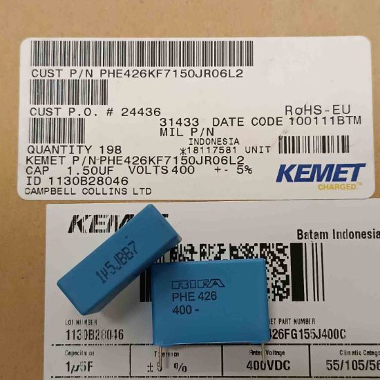 PHE426KF7150JR06L2 1.5MF 400V 27.5 0.05 KEMET POLYESTER KONDANSATÖR resmi
