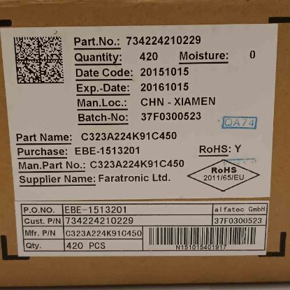 C323A224K91C450 220NF 1000V 27.5mm POLYESTER KONDANSATÖR resmi