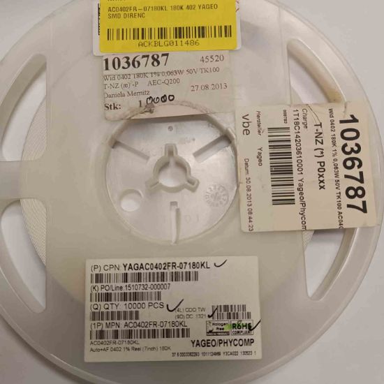 AC0402FR-07180KL 180K 402 YAGEO SMD DİRENÇ resmi
