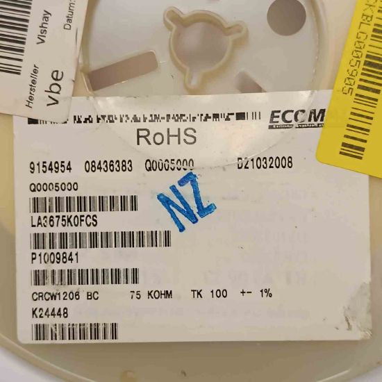 CRCW1206BC75K0TK100 75K 1206 VISHAY SMD DİRENÇ resmi