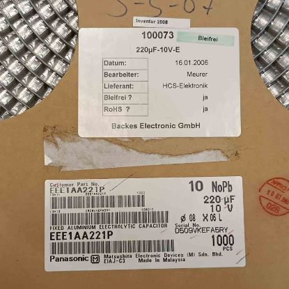 EEE1AA221P 220MF 10V 8x6 PANASONIC SMD KONDANSATÖR resmi
