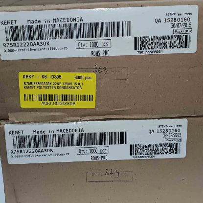 R75RI2220AA30K 22NF 1250V 15 0.1 KEMET POLYESTER KONDANSATÖR resmi