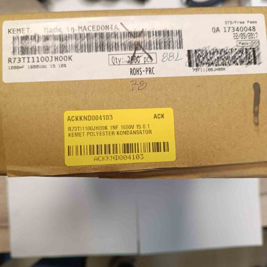 R73TI1100JH00K 1NF 1600V 15 0.1 KEMET POLYESTER KONDANSATÖR resmi