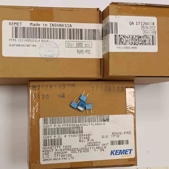 PFR5 222J400J11L4 BULK 2.2NF 400V 5 0.05 KEMET POLYESTER KONDANSATÖR resmi