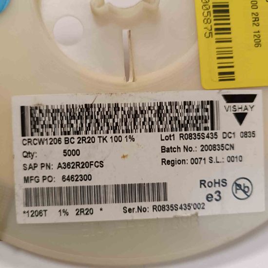 CRCW1206BC2R20TK100 2R2 1206 VISHAY SMD DİRENÇ resmi