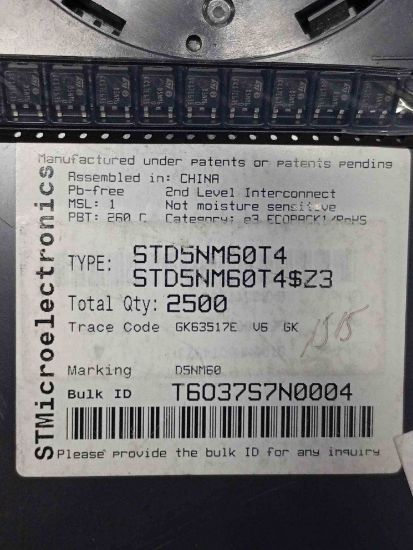 STD5NM60T4 5A 600V MOSFET TRANSİSTÖR resmi