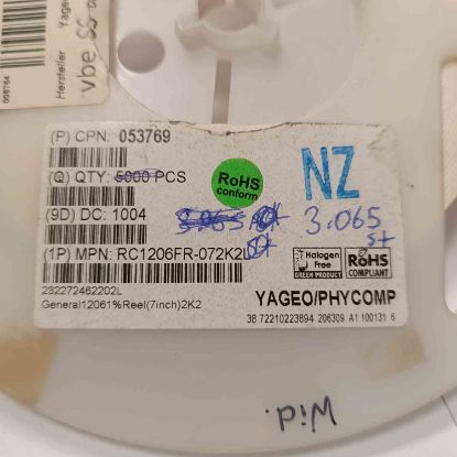 RC1206FR-072K2 2K2 1206 YAGEO SMD DİRENÇ resmi