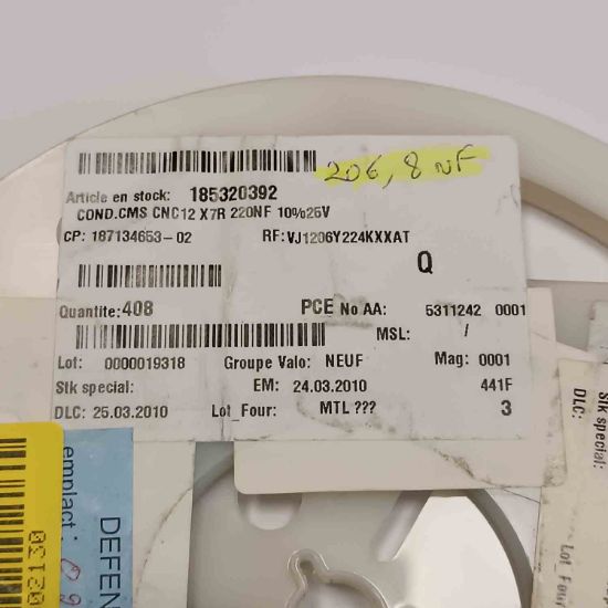 VJ1206Y224KXXAT 220NF 25V 1206 SMD SERAMİK KONDANSATÖR resmi