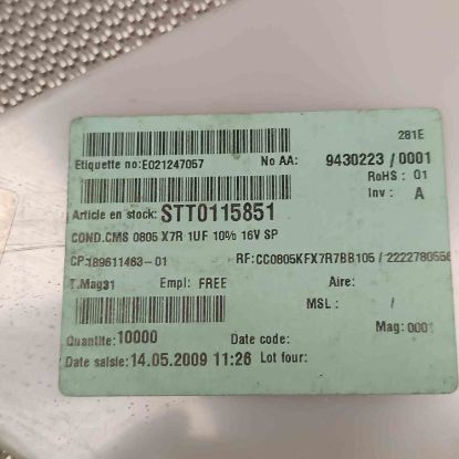 C0805KFX7R7BB105 1MF 16V 805 SMD SERAMİK KONDANSATÖR resmi