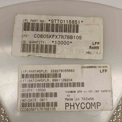 C0805KFX7R7BB105 1MF 16V 805 SMD SERAMİK KONDANSATÖR resmi