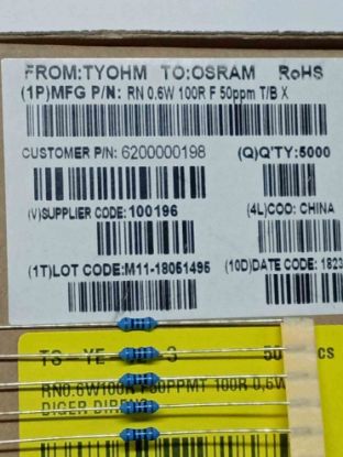 RN0.6W100R F50PPMT 100R 0,6W DİRENÇ resmi